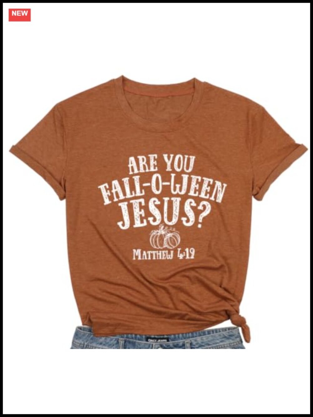Fall-O-Ween Jesus Pumpkin Graphic Tee Women Halloween Christian T-Shirt